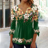 Women’s V-Neck 3/4 Sleeve Button-Front Tunic Blouse by FitiqueFit