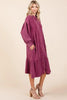 Mineral Wash Cotton Gauze Ruffle Midi Shirt Dress For Women – Casual and Feminine Button-Down Dress with Ruffle Details by Stevvex