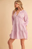 Notched Balloon Sleeve Tiered Mini Dress For Women–Trendy, Chic Style with Modern Balloon Sleeves, Tiered Layers for a Playful & Flirty Look by Stevvex