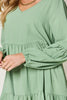 Light Green Double Take Full Size V-Neck Sleeve Tiered Dress with Pockets Elegant & Comfortable Casual Dress by Stevvex