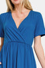 Zenana Surplice Short Sleeve Brushed DTY Dress by Stevvex