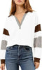 Color‑Block Cropped Polo V‑Neck Sweatshirt by FitiqueFit