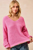 BiBi V-Neck Sweater with Colorful Trim by FitiqueFit