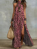 Women's Printed Scarf-Style Maxi Dress – Sleeveless, Split, Loose Boho by FitiqueFit