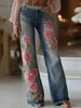 Womens Retro Printed Faux Denim Jeans by My Store