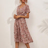 V-Neck Floral Print A-Line Satin Maxi Dress | 8 Colors by FitiqueFit
