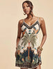 European and American-Style Tropical Print V-Neck Slip Dress by FitiqueFit