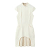 Women's Fashion Solid Color Round Neck Sleeveless High Waist Crimp Dress