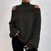 Women’s Elegant Off-Shoulder Turtleneck Sweater — Long Sleeve Knit Top by FitiqueFit