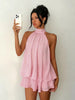 Women's Backless Halter Neck High-Waist Mini Dress with Puffy Skirt by FitiqueFit