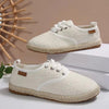 Tweed Lace-Up Round Toe Flat Sneakers – Canvas PU Casual by FitiqueFit