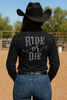 Ride Or Die Rhinestone 4 Way Stretch Button Up Rodeo Shirt -Black by Neon Spur