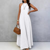 Women's Ice Silk Crinkle Sleeveless Swing Maxi Dress by FitiqueFit