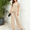 Women's Irregular Hem Top & Wide Leg Pants Two-Piece Set by FitiqueFit