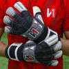 ONEKEEPER FUSION Contact Black - Black and White Hybrid Cut Pro-Level Goalkeeper Gloves