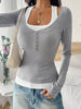 Contrast Long Sleeve Fake Two-Piece T-Shirt by Simply Love