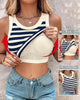 Women's Slim Striped Vest with Bralette – Chic Sleeveless Tank Top by FitiqueFit