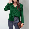 Women’s Satin Lapel Button-Down Blouse by FitiqueFit