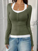 Contrast Long Sleeve Fake Two-Piece T-Shirt by Simply Love