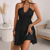 Women's Off-Shoulder V-Neck Ruffle Dress – Elegant Strap Style by FitiqueFit