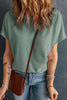 Mist Green Waffle Knit Boat Neck Short Sleeve Top by Wild and Free Boutique