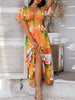 Elegant Printed V-Neck Short Sleeve Maxi Dress Beautiful Casual Women Long Dress by Stevvex
