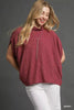 Umgee Textured Mock Neck Relaxed Top by FitiqueFit