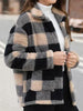 Beautiful Red Women Drop Shoulder Fuzzy Button-Up Jacket Soft And Comfortable Casual Fit Jacket by Stevvex