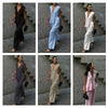 Women’s Cotton V-Neck Sleeveless Vest and Wide-Leg Pants Set by FitiqueFit