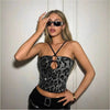 Women's Stylish Backless Lace Up Pullover Crop Top by My Store