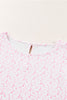 Light Blue Boho Floral Print Smocked Puff Sleeve Blouse