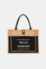 Fame Hello Weekend Burlap Tote Bag