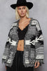POL Open Front Geometric Print Cardigan with Fringe Detail by FitiqueFit