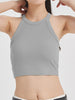Ribbed Grecian Neck Cropped Tank with Chest Pads