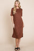 Round Neck Side Slit Midi Dress For Women – Chic Midi Dress, Stylish Round Neck Dress, Side Slit Dress, Versatile Midi Dress, Alluring Side Slit Dress, Elegant Dress for Any Occasion, Timeless Wardrobe Staple by Stevvex