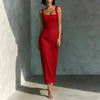 Square Neck Sling Dress – High Waist Midi Dress by FitiqueFit