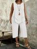 Casual Solid-Colored Sleeveless Top And Cropped Pants Two-Piece Set by FitiqueFit