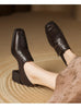 Women's British Style Square Toe Chunky Heel Pumps – Deep Vamp Studded by FitiqueFit