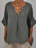 Women's Cotton Linen V-Neck Button-Up Shirt by FitiqueFit
