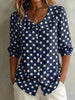 Women's Retro Polka Dot Three-Quarter Sleeve Loose Cardigan Shirt by FitiqueFit