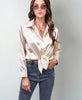 Women’s Satin Lapel Button-Down Blouse by FitiqueFit