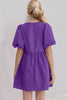 Elegant Ruched Puff Sleeve Mini Dress Vintage Bow Detail Cute Short Dress for Women by Stevvex