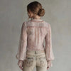 Women's Lace Flared Sleeve Fake Two-Piece Knotted Top by FitiqueFit