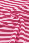 Pink Contrast Trimmed Striped Drop Shoulder Sweater