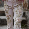 Womens Denim Jeans Womens Trousers With Colorful 3D Floral Prints by My Store
