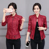 Korean-Style Slim Fit Motorcycle Leather Coat — Stand-Up Collar by FitiqueFit