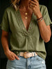 Women's V-Neck Short-Sleeve Loose-Fit Linen Shirt by FitiqueFit