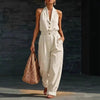 Women's Knitted V-Neck Slim-Fit Cropped Jumpsuit by FitiqueFit