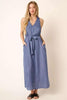 Cross Back Belted V-Neck Tank Maxi Dress For Women – Effortlessly Chic Elegant and Flattering Maxi Dress with Unique Cross Back Detail by Stevvex