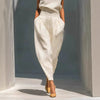 Women's Chinese-Style Satin Short-Sleeve Top & Pants Set by FitiqueFit